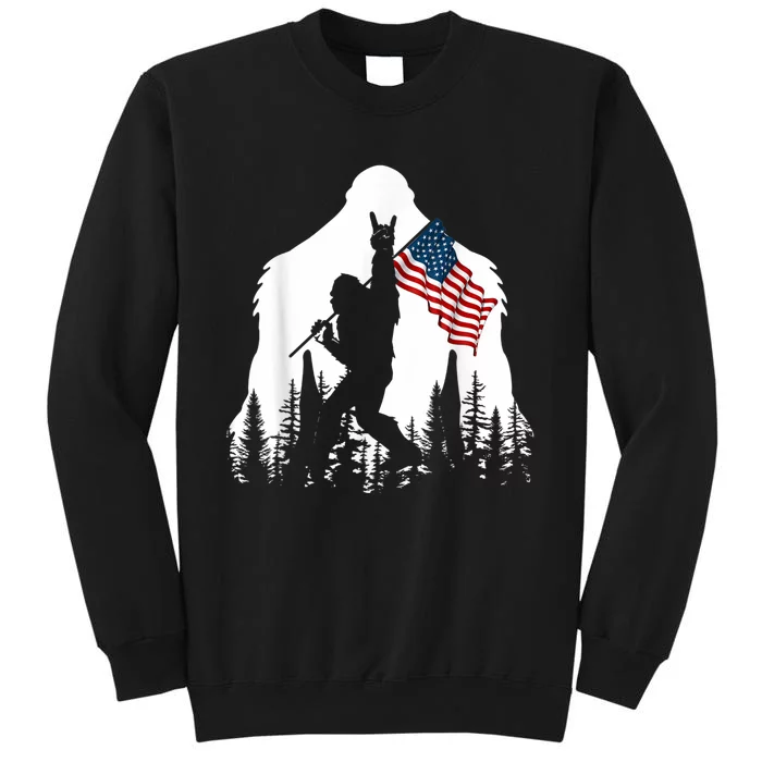 Bigfoot Rock On Hold American Flag Sasquatch Believers Sweatshirt