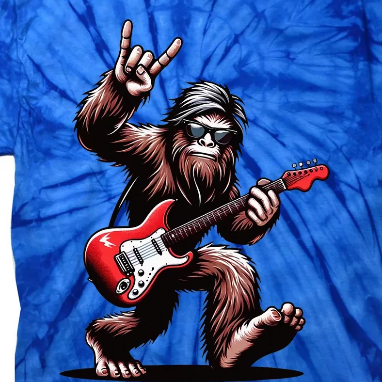 Bigfoot Rock On Sasquatch Rock And Roll Playing Guitar Music Tie-Dye T-Shirt