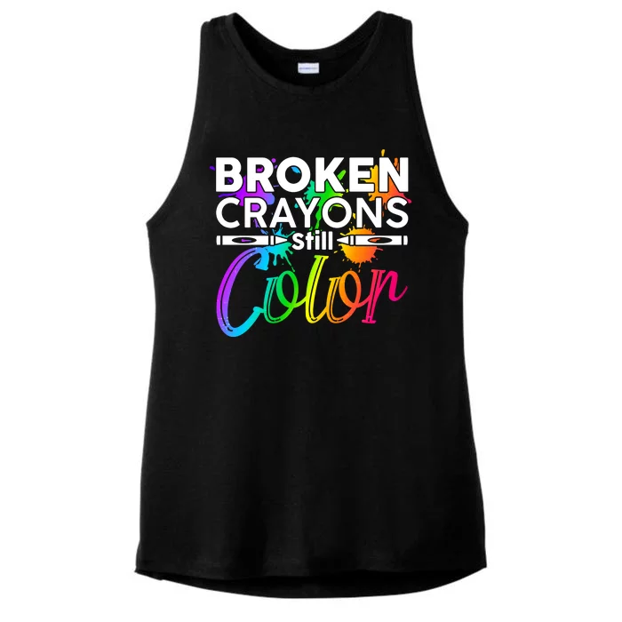 Broken Crayons Still Color Mental Health Awareness Ladies Tri-Blend Wicking Tank