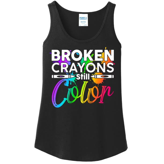 Broken Crayons Still Color Mental Health Awareness Ladies Essential Tank