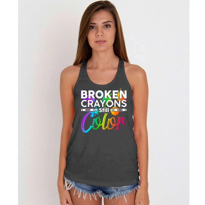 Broken Crayons Still Color Mental Health Awareness Women's Knotted Racerback Tank