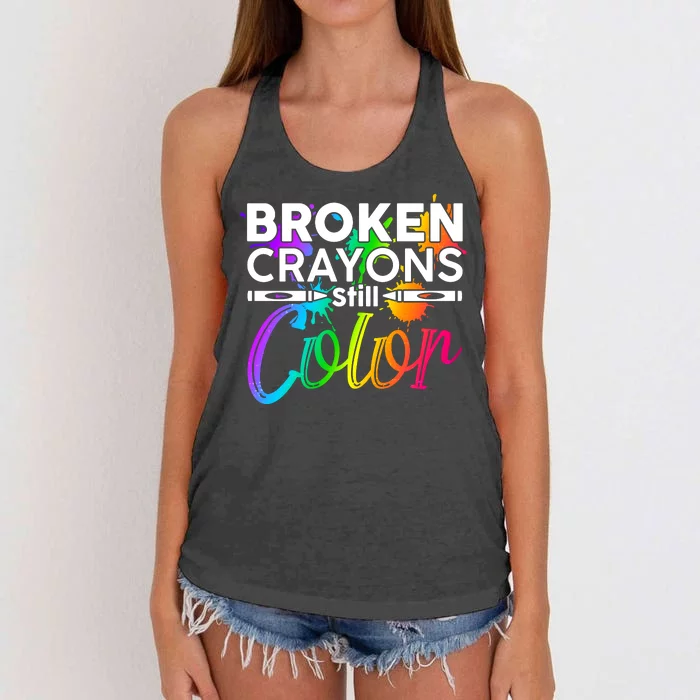 Broken Crayons Still Color Mental Health Awareness Women's Knotted Racerback Tank