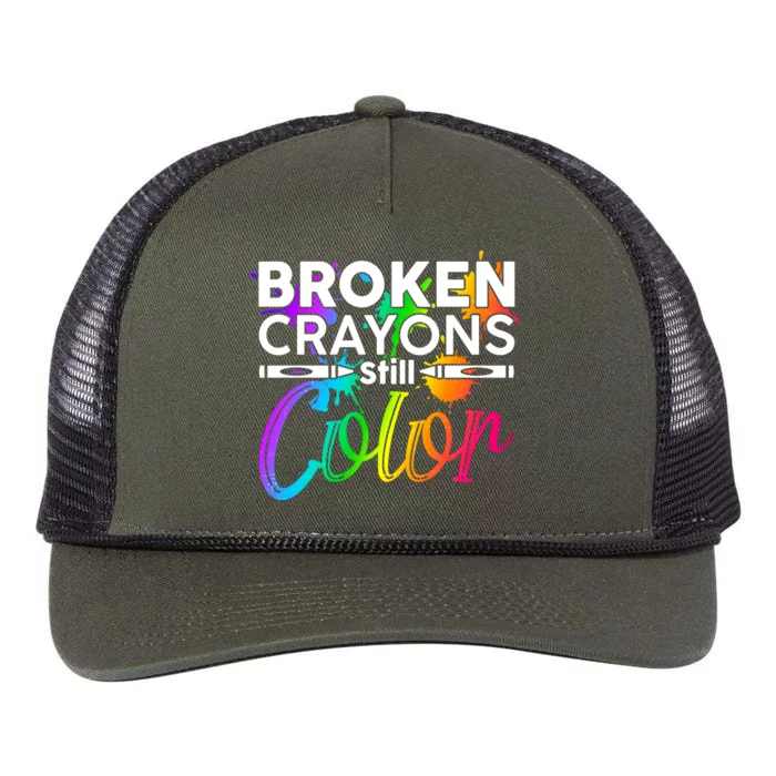 Broken Crayons Still Color Mental Health Awareness Retro Rope Trucker Hat Cap