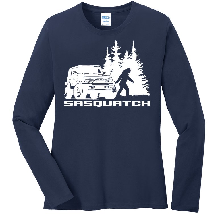 Bronco Sasquatch Truck Ladies Missy Fit Long Sleeve Shirt