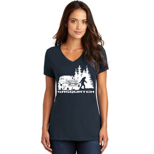 Bronco Sasquatch Truck Women's V-Neck T-Shirt