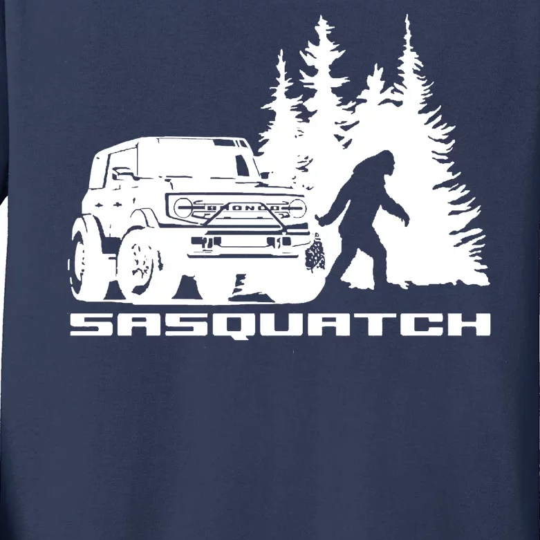 Bronco Sasquatch Truck Kids Long Sleeve Shirt