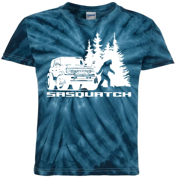 Bronco Sasquatch Truck Kids Tie-Dye T-Shirt