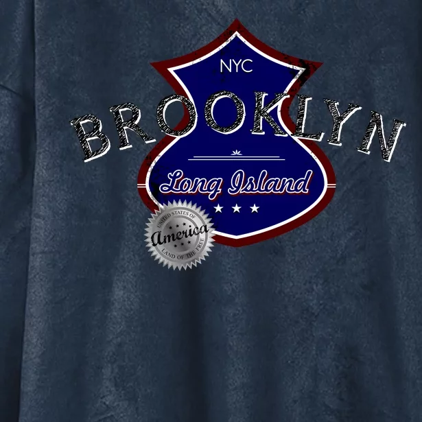 Brooklyn NYC Land of the Free Logo Hooded Wearable Blanket