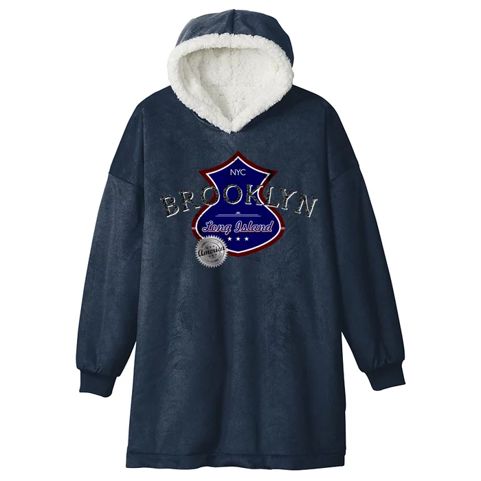 Brooklyn NYC Land of the Free Logo Hooded Wearable Blanket