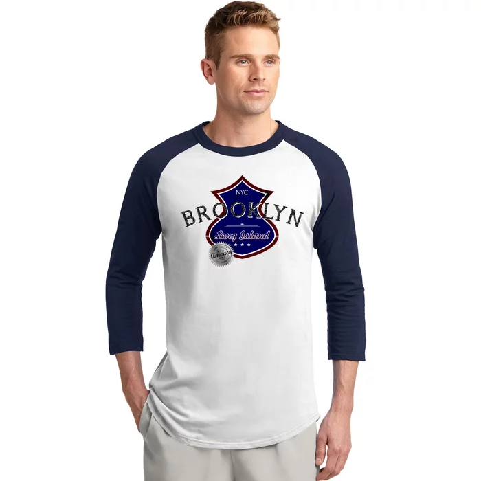 Brooklyn NYC Land of the Free Logo Baseball Sleeve Shirt