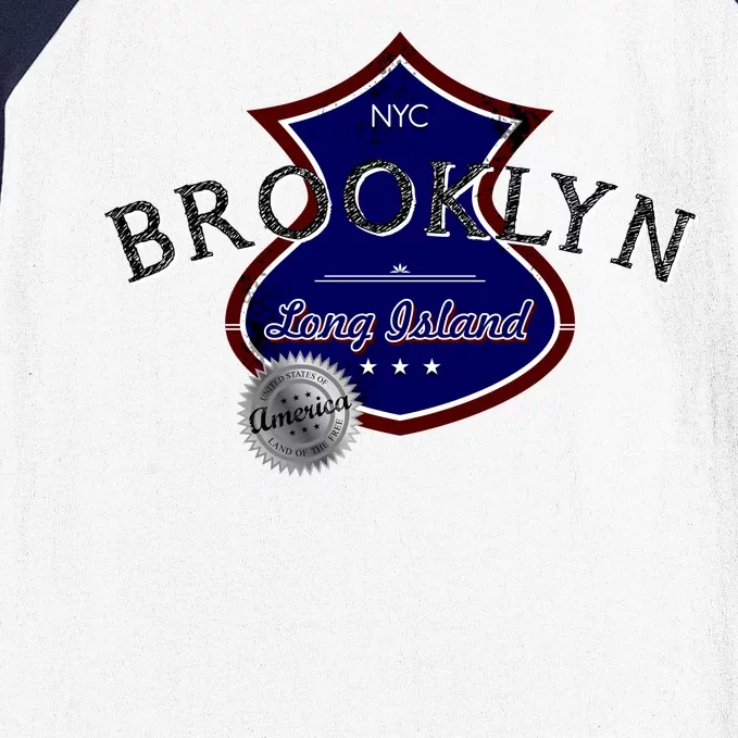 Brooklyn NYC Land of the Free Logo Baseball Sleeve Shirt