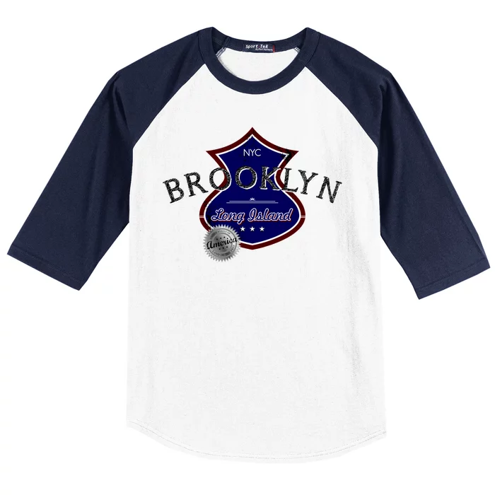 Brooklyn NYC Land of the Free Logo Baseball Sleeve Shirt