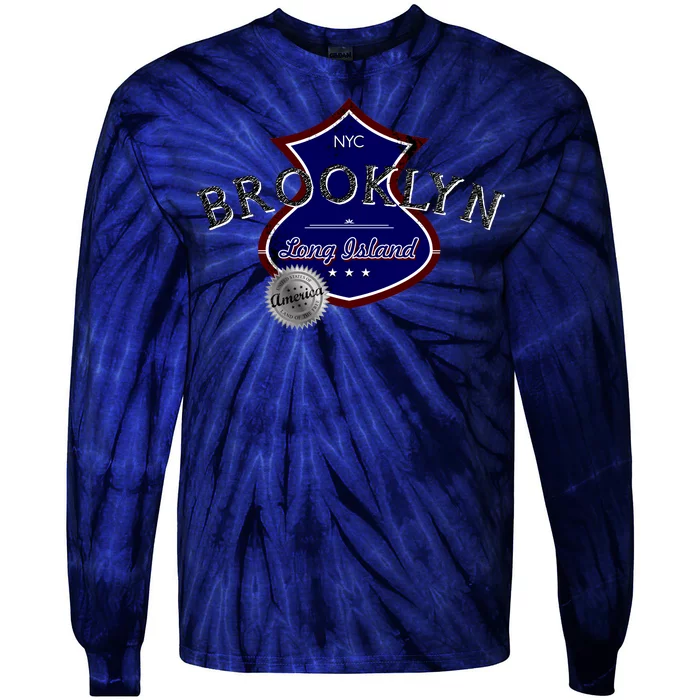 Brooklyn NYC Land of the Free Logo Tie-Dye Long Sleeve Shirt