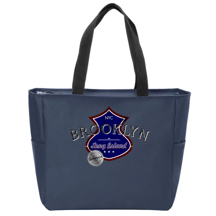 Brooklyn NYC Land of the Free Logo Zip Tote Bag