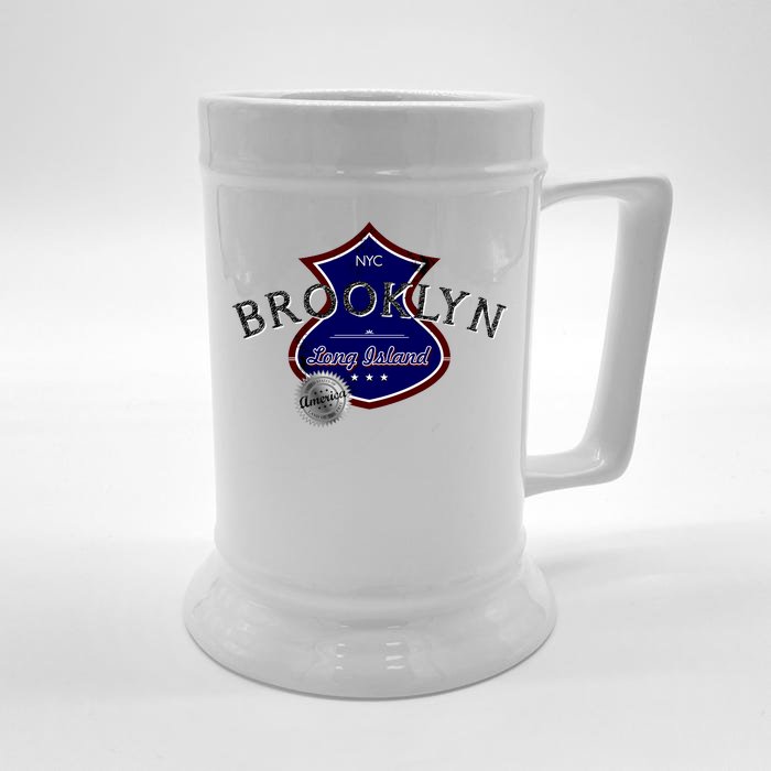 Brooklyn NYC Land of the Free Logo Front & Back Beer Stein