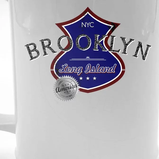 Brooklyn NYC Land of the Free Logo Front & Back Beer Stein