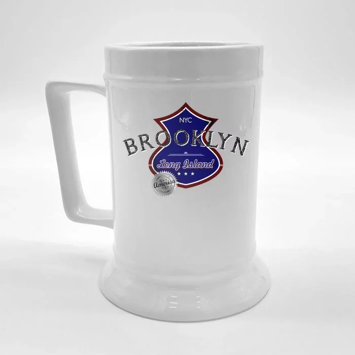 Brooklyn NYC Land of the Free Logo Front & Back Beer Stein