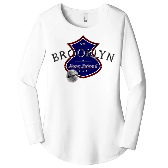 Brooklyn NYC Land of the Free Logo Women's Perfect Tri Tunic Long Sleeve Shirt