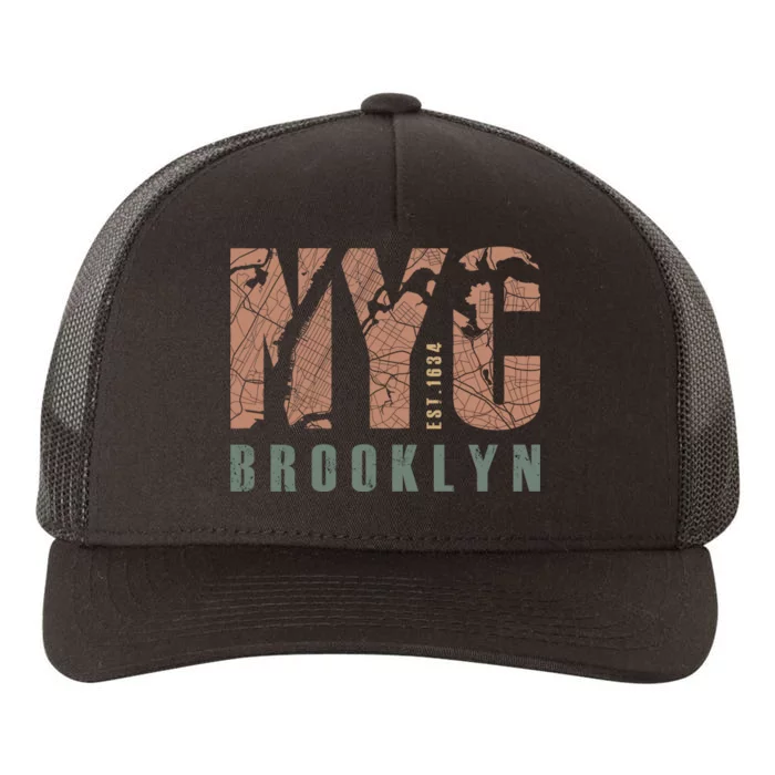 Brooklyn NYC New York City Vintage Emblem Yupoong Adult 5-Panel Trucker Hat