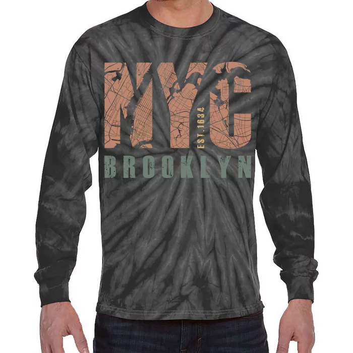 Brooklyn NYC New York City Vintage Emblem Tie-Dye Long Sleeve Shirt