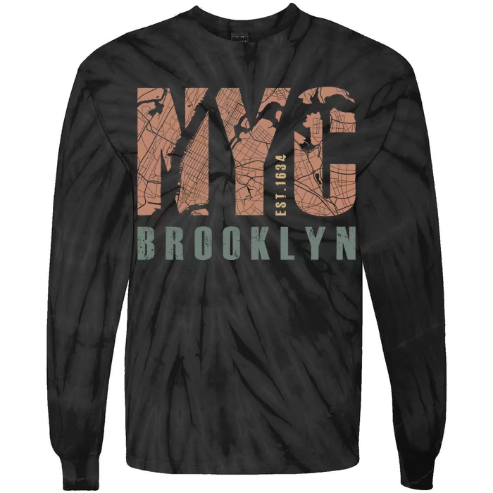 Brooklyn NYC New York City Vintage Emblem Tie-Dye Long Sleeve Shirt