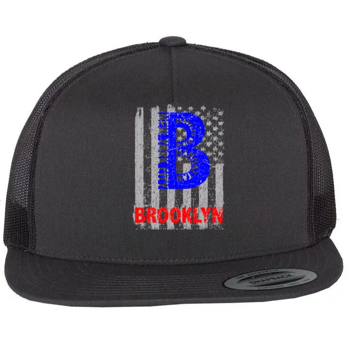 Brooklyn Vintage USA Flag Flat Bill Trucker Hat