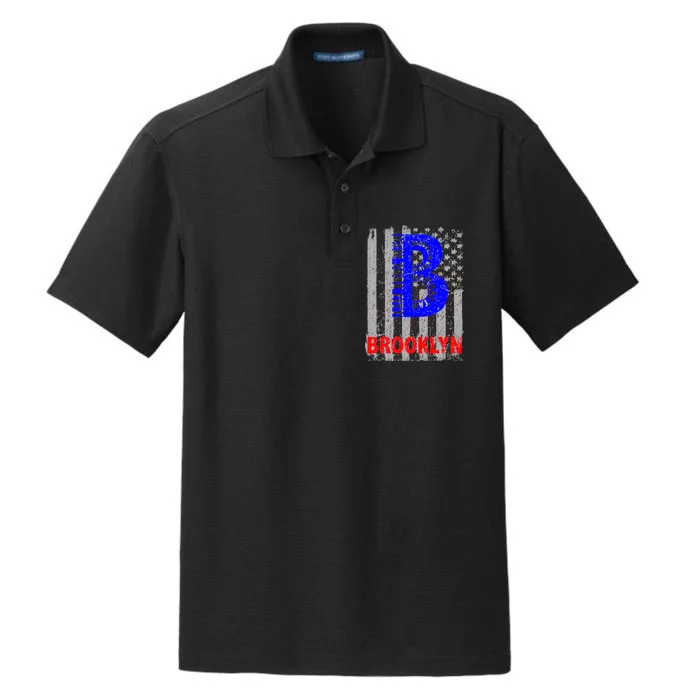 Brooklyn Vintage USA Flag Dry Zone Grid Performance Polo