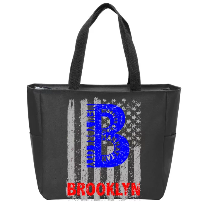 Brooklyn Vintage USA Flag Zip Tote Bag