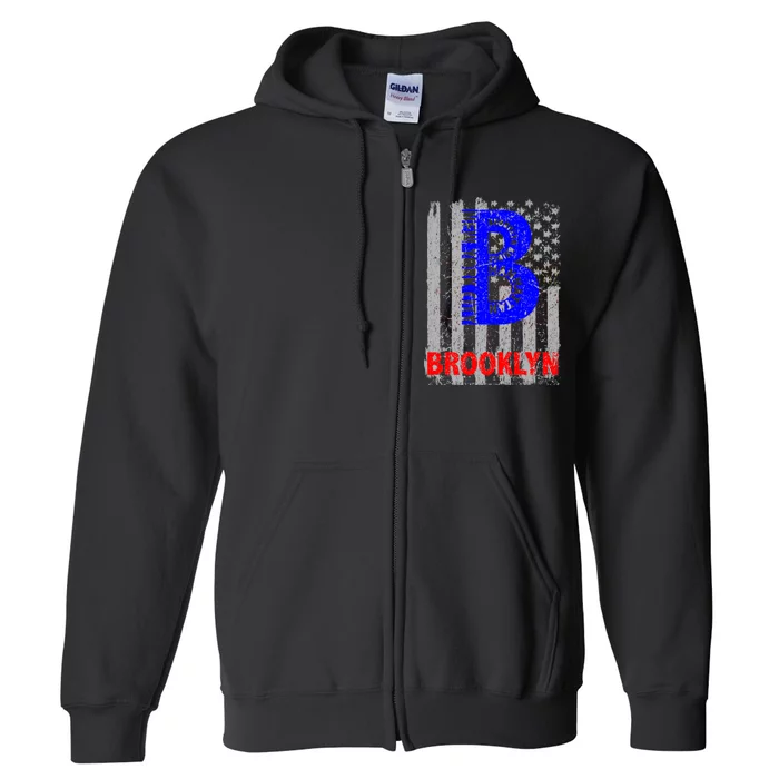 Brooklyn Vintage USA Flag Full Zip Hoodie