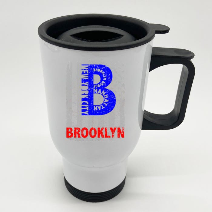 Brooklyn Vintage USA Flag Front & Back Stainless Steel Travel Mug