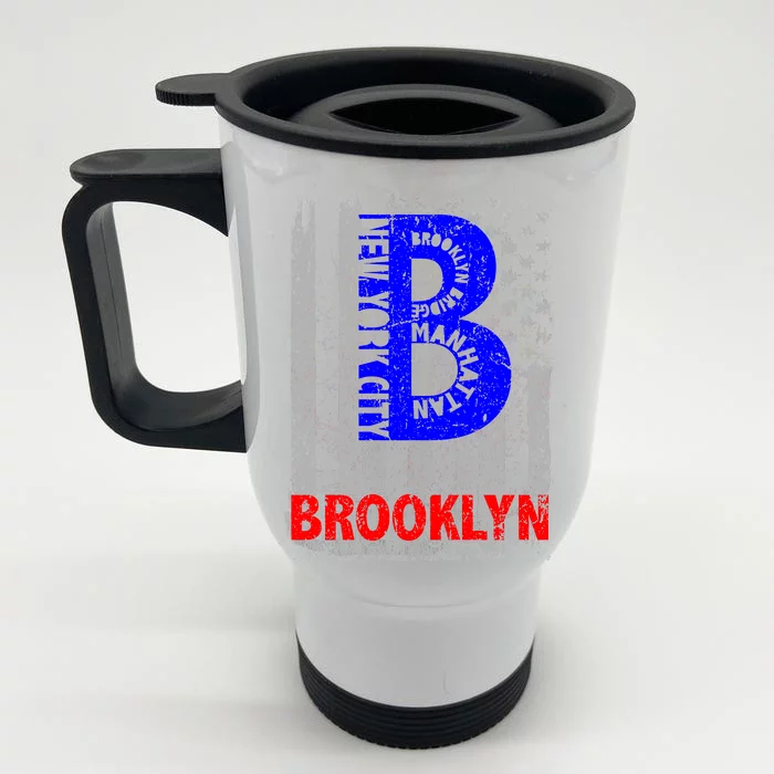 Brooklyn Vintage USA Flag Front & Back Stainless Steel Travel Mug