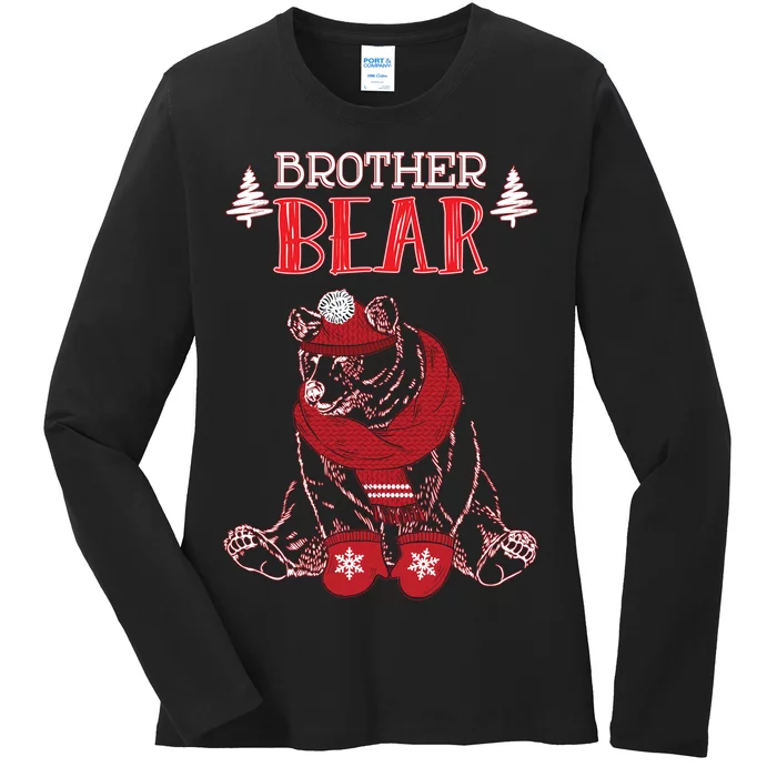 Brother Bear Christmas Santa Family Matching Pajamas Ladies Long Sleeve Shirt