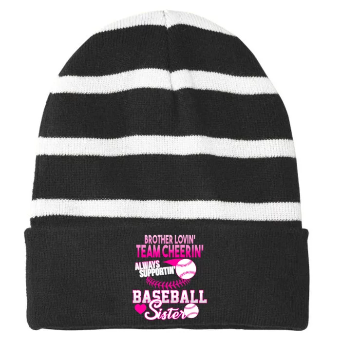 Brother Lovin Team Cheerin Baseball Sister Striped Beanie with Solid Band