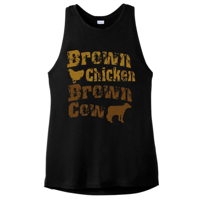 Brown Chicken Brown Cow Ladies Tri-Blend Wicking Tank