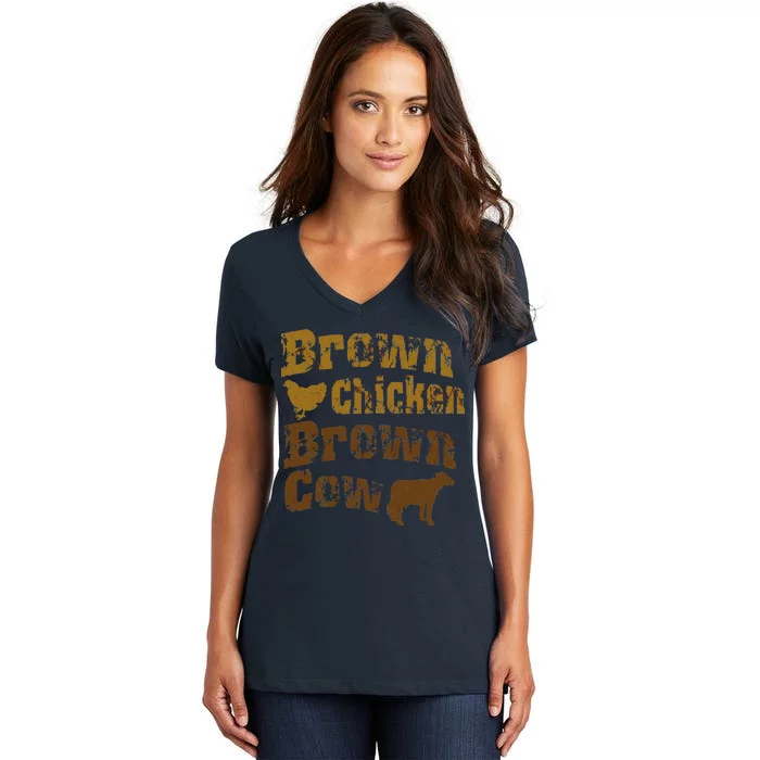 Brown Chicken Brown Cow Women's V-Neck T-Shirt