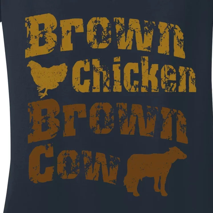 Brown Chicken Brown Cow Women's V-Neck T-Shirt