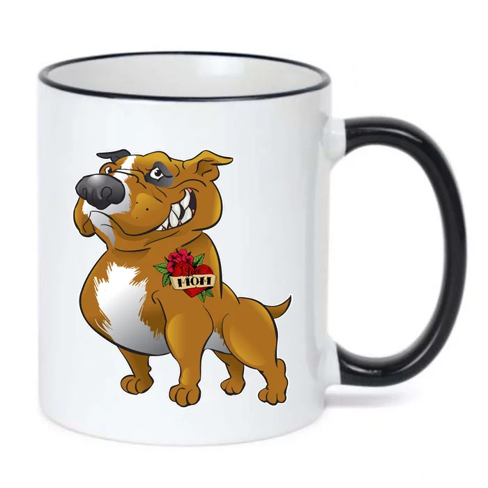 Brown Pitbull I Love Mom Black Color Changing Mug