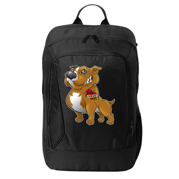 Brown Pitbull I Love Mom City Backpack