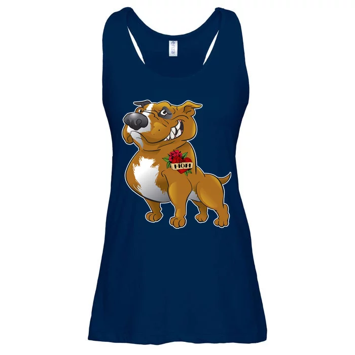 Brown Pitbull I Love Mom Ladies Essential Flowy Tank