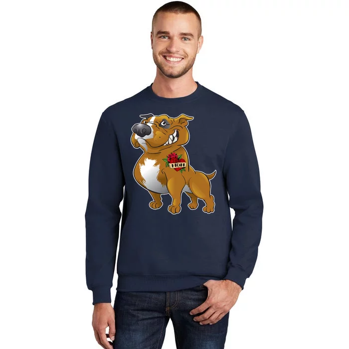 Brown Pitbull I Love Mom Tall Sweatshirt