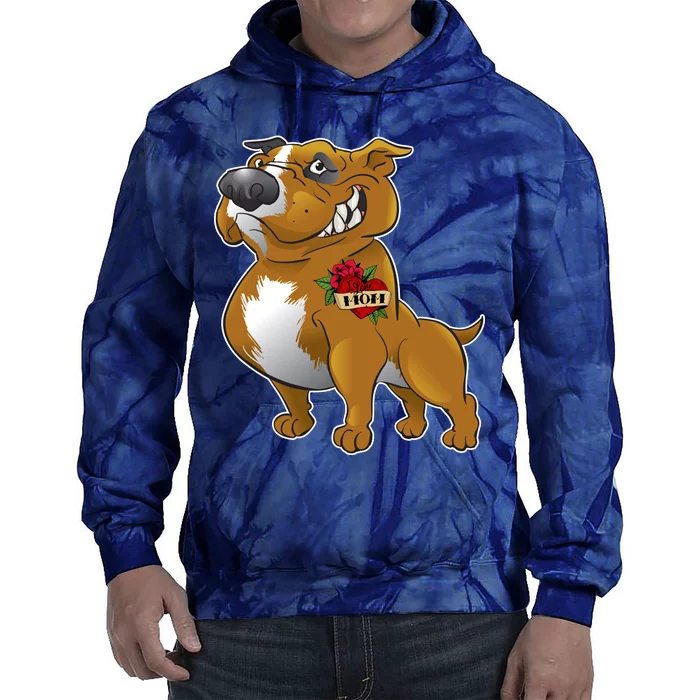 Brown Pitbull I Love Mom Tie Dye Hoodie