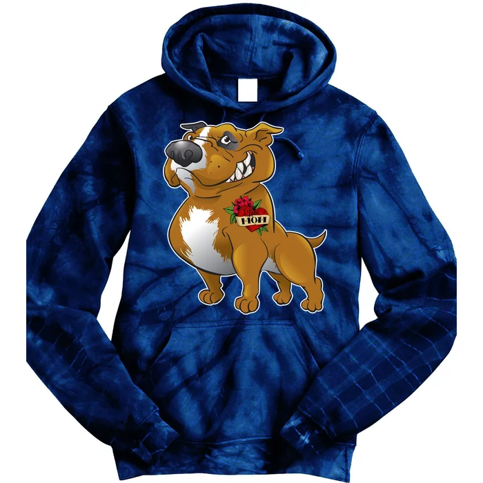 Brown Pitbull I Love Mom Tie Dye Hoodie