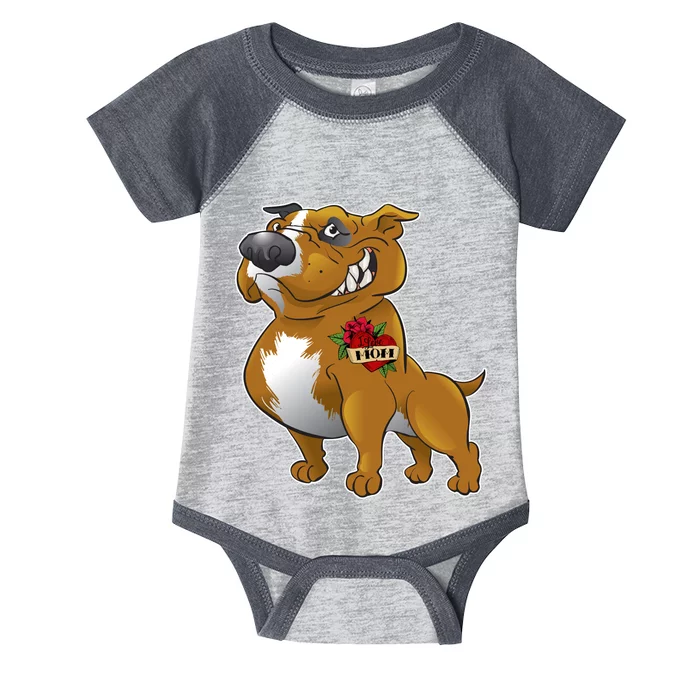 Brown Pitbull I Love Mom Infant Baby Jersey Bodysuit