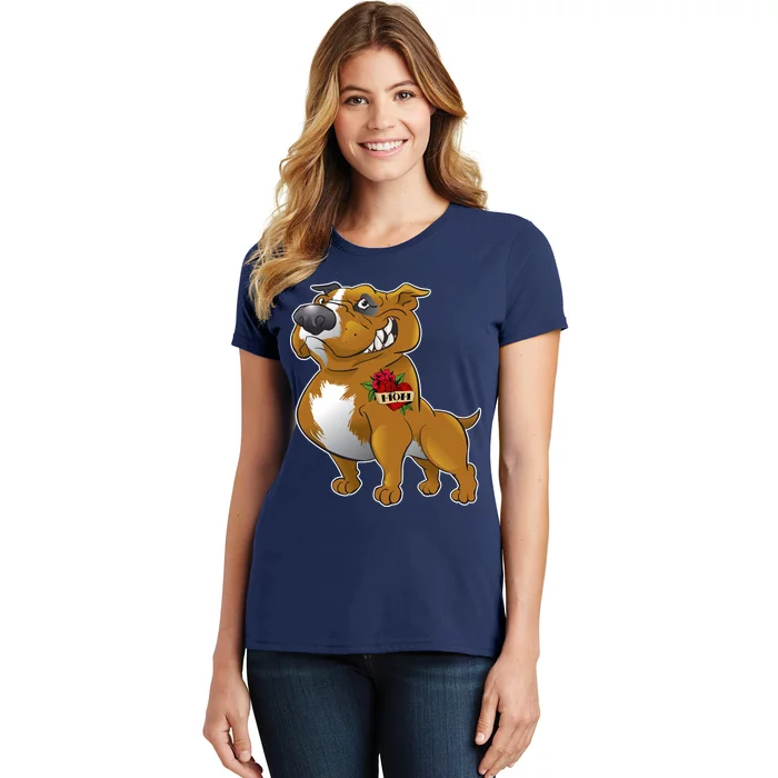 Brown Pitbull I Love Mom Women's T-Shirt