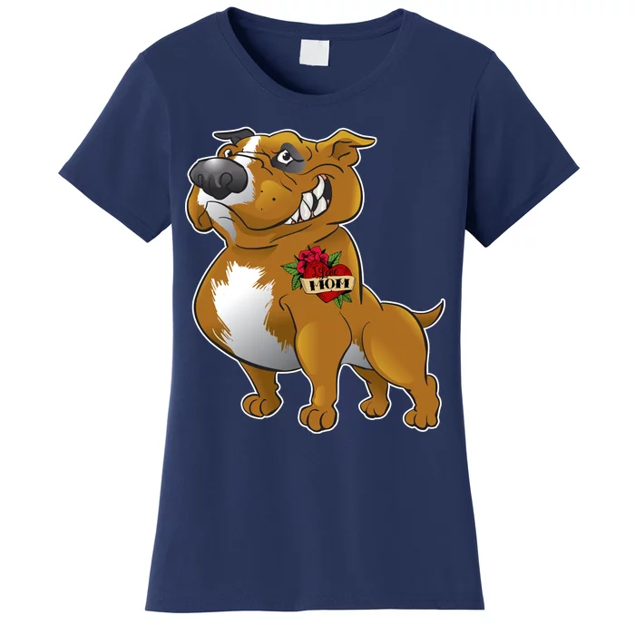 Brown Pitbull I Love Mom Women's T-Shirt