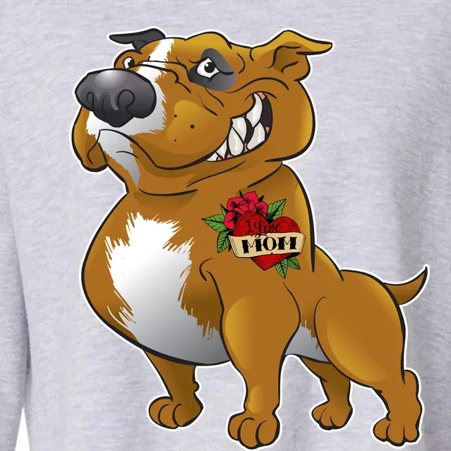 Brown Pitbull I Love Mom Cropped Pullover Crew