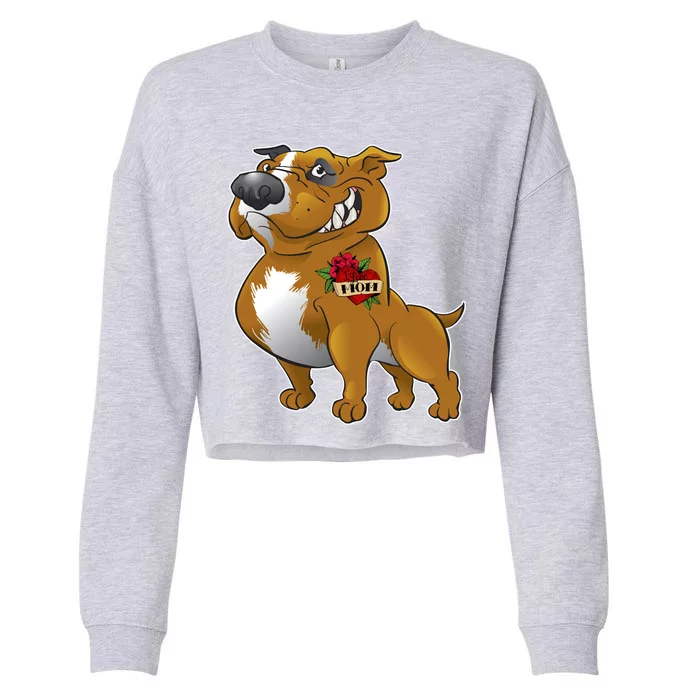 Brown Pitbull I Love Mom Cropped Pullover Crew