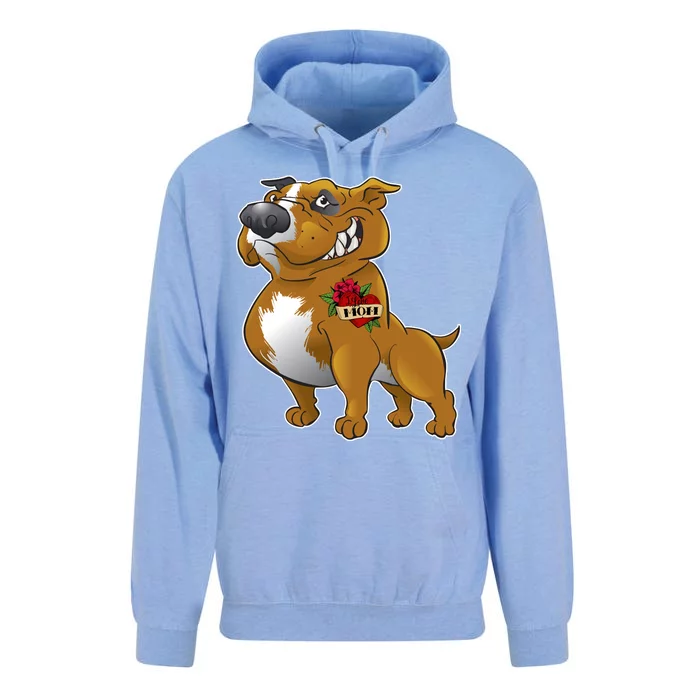 Brown Pitbull I Love Mom Unisex Surf Hoodie