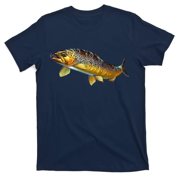 Brown Trout, gold logo t-shirt  Fly fishing shirts, Fishing