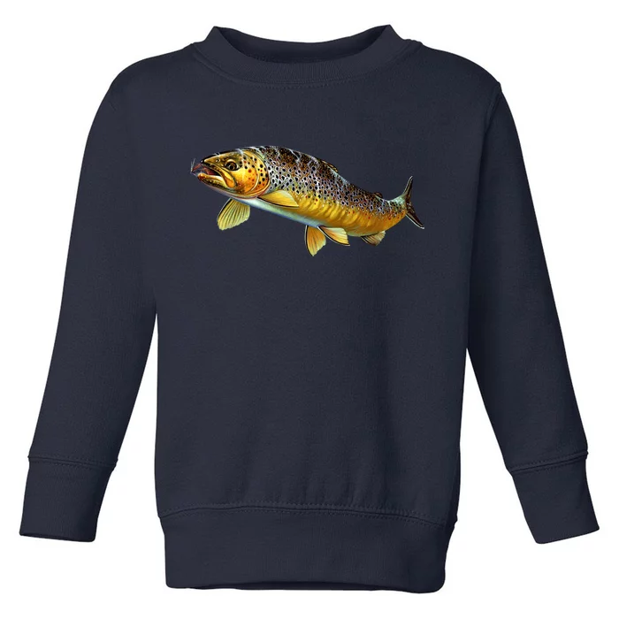 Brown Trout Fish with Fly Toddler Sweatshirt